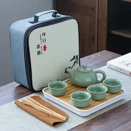 Portable Travel 1 Pot 4 Cup Tea Set