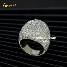 سعر البيع بالجملة 925 الفضة الاسترليني المثلجة المخصصة المخصصة المخصصة VVS Moissanite Men Hip Hop Ring