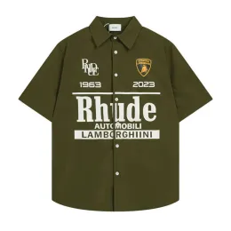 قميص مصمم لرجال Man Classic Rhude Shirt Summer Fabric Heavy Fabric Designer Brand Polos Thirts Tshirt Men Po for Mens New Style