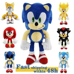 محشوة حيوانات أفخم 30 سم Super Soundwave Toy Toy Hedgehog Amy Rose Tail Tail Conte Cartoon Soft Fill Doll Hight T240531