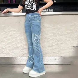 Pantaloni da ragazza della moda jeans bambini slim jeans jeans ricamati ricamato a farfalla sente per bambini pantaloni adolescenti adolescenti