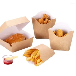 Dostępne zastawy stołowe 100 szt. Kraft Paper francuskie frytki N Pudełko Hamburger Packaging