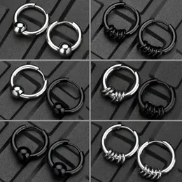 1 par rostfritt stål Hoopörhängen för män Kvinnor Small Circle Metal Ball Antialllergic Ear Buckle Rock Hip Hop Jewelry 240531