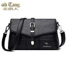 Bag OLD TANG Solid Color Flip Shoulder Bags For Women 2024 Luxury High Quality Handbag Soft Pu Leather Fashion Crossbody Bolsas