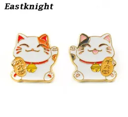 K356 Lucky Cat Cute Metal Enamel Pins and Broothes for Lapel Pin Torby Plecak Badge Fajne prezenty 1PCS67479895237321