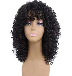 Long Afro Kinky Curly syntetiska peruker för kvinnor Pixie Cut Wig Natural Black Hair Cosplay Peruki Damskie Kanekalon5026951