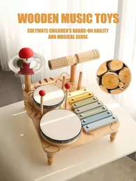 Dzieci drewniana muzyka instrumentu perkusji perkusja harfa perkusja perkusja gong ręka dziecięca beat bęben edukacyjny zabawki 240529