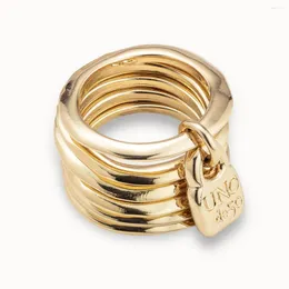 Ringos de cluster 2024 Produto Espanha Unode50 Personalidade da moda de jóias 14K Gold Six Ring Ring Increante Boutique Gift