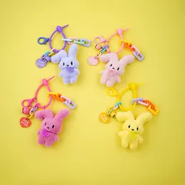 Kawaii Plush Rabbit Keychain Lovely Cartoon Bunny Heart Keyring Cute Bag Pendant Car Key Holder For Girl Gifts 240530