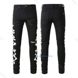 Men Black Jeans Brand Designer Jean for mens hiking Pant ripped Hip hop High Street Fashion Brand Pantalones Vaqueros Para Hombre Embroidery Man Streetwear Outfit