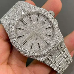 Wysokie sprzedaż VVS Pass Tester Moissanite Diamond zegarki Automatyczne eta arabskie tarcze lodowane kwarcowe zegarek na nadgarstek dla mężczyzn