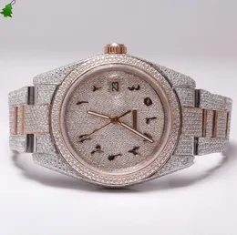 Luxury Diamond Watch Band Hip Hop Diamond Watch VVS Premium Quality VVS Clarity Moissanite Mekaniska automatiska klockor för män