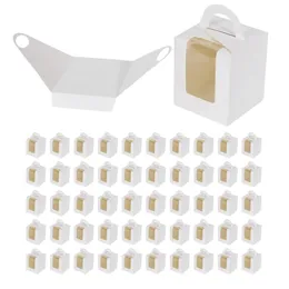 50 PCs Single Cupcake -Boxen Weiße einzelne Cupcake -Halter mit Fenstereinsätzen für Bäckereipackungen 240530