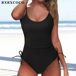 Kadın Mayo Rxrxcoco Yürütülmüş Kadınlar 2024 Tek Parça Mayo Monokini Plus Boyut Seksi Yüksek Bel Bodysuit Push Yukarı Mayo Takım