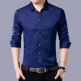 Men's Dress Shirts Autumn Slim Fit For Men Business Work Long Sleeves Mens Camisas Interview Formal White Black Blue