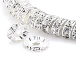 Tsunshine -Komponenten 100pcs Rondelle Spacer Crystal Charms Perlen versilberte tschechische Strass -Strass -Lose Perle für Schmuck DIY 1214877