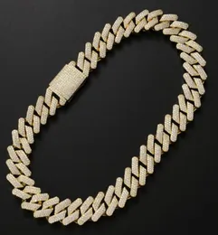 Colar de Hip Hop Colar Chain Link Cuban 1618202224 polegadas Colares de Pedra de Pedras de Zircônia Cúbica Mens 789 polegadas Bracelets 14K Gold1729196029495