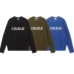 Luksusowy listu CE haftowany logo sweter dla mężczyzn i kobiet w połączeniu z wełnianą dzianinową bluzą z kapturem