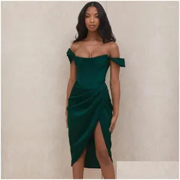 Basic Casual Dresses Ladies Corset Evening Prom Green Black Kleid Vintage Designer Clothes Backless Party Wrap Y Vestido Mujer Birthda Dhm92