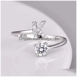 Band Rings 26 English Letter Open Finger Rings A-Z ORILS اسم Alphabet Female Female Fashion Fashion Party Gifts المجوهرات DRO DHGIO