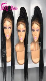 2019 New Cornrow Braid Wig Full Box Braids Hair Synthetic Lace Front Wigs Long Blackdark Brownburgundyblondeアフリカ系アメリカ人W9363046