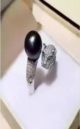 Natural Tahitian Pearl Rings Leopard 10mm Seawater Black Pearl Ring AboveAbsolute Mother shell Pearl Ring2725924