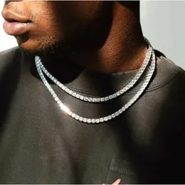 Подвесные ожерелья New Classic 4mm теннисной цепи Ice Out браслет мужские ювелирные украшения моды Hip Hop Fomen