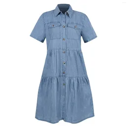 Shirt Dress Amazon Pocket Dress Casual Dresses 2024 Solid Denim