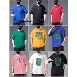 camiseta masculino masculino curto marca da moda 2024 Novo verão solto topo de mangas com gordura adicional e camiseta versátil aumentada para homens