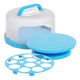 Kuchen Cupcake -Träger mit Deckel und Griffkuchenstandplatte mit Kuppel 10 -Zoll -Runden -Kuchenbehälterhalter mit Deckung Blau 240530