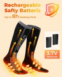 Chaussettes Chauffantes Rechargeables Électriques - 3.7V 2600mAh - 3 Niveaux De Chauffage - Télécommande - Pour Ski, Camping, Randonnée - Homme/Femme