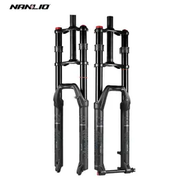 Bike Forks NanLio Double Shoulder MTB Air Forks 26 29 150MM Super  Travel Aluminium Alloy with Damping Shock Speed E-bike Fork S2412114