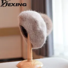 Japan Angora Rabbit Womens Beret Warm Soft Knitted Beret 