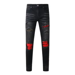 AMIRI レザー スラッシャー スキニー ジーンズ ブラック (AMIRI