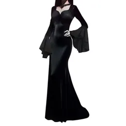 Vestido Halloween Mujer Estilo Vampiro - Manga Larga, Encaje, Elegante Para Fiestas, Carnaval O Eventos Temáticos
