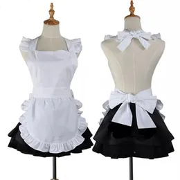 Livdouyu 2 pezzi grembiule da cucina da donna, grembiule bianco con 2 tasche, grembiule regolabile con volant, grembiule da cucina da donna per casa, cucina, ristorante, bianco, 54 x 42 cm