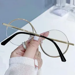 Big Round Eyeglasses, Semi-Rimless S Shape Women's Eye Glasses with Big  Frame, Clear Lens Optical Eyewear, Vintage Inspired Anti-Blue Light Glasses 