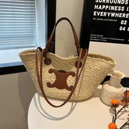 Corn Rattan Tote Bag, Straw Braided Bag, Womens Summer Beach