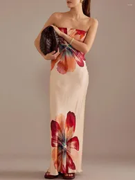 Vestido Largo Para Mujer, Sin Tirantes, Con Estampado Floral, Sin