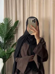 Ethnic Linen Abaya Split Sleeve Kaftan Dress