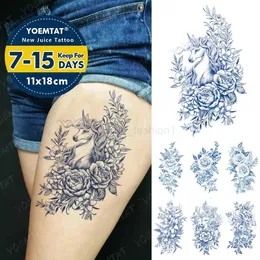 Juice Lasting Ink Waterproof Temporary Tattoo Sticker Genipin Herbal  Semi-Permanent Unicorn Flower Legs Body Art Fake TattoosB240712