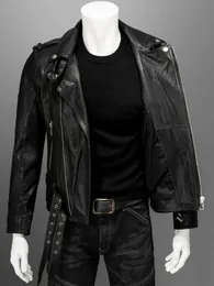 Men's Brando Notch Lapel Collar Punk Studded Spikes Black