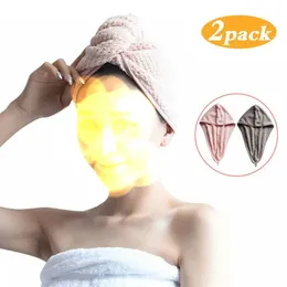 2 PCS Dry Hair Cap Quick Drying Towel Superfine Fiber Bath Head Wrap Hair Hat Wrapped Towel Bathing Cap Bathroom Accessories