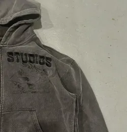 DHgate.com:Retro Y2k Zip Up Hoodie: Distressed Oversized