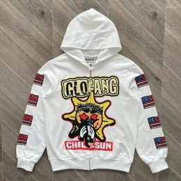 Glo Gang Style Hoodie: Full Zip Cartoon Jacket & Camo
