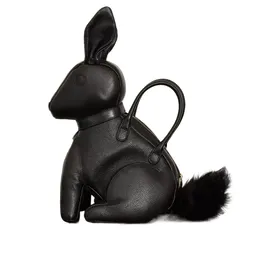 Pebbled Leather Shoulder Bag With Novelty Rabbit Design