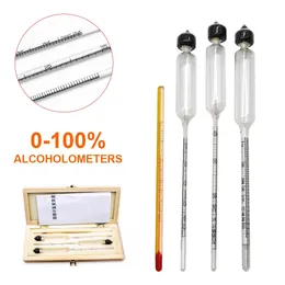 Set Alcolometro Professionale 0-100% Con Termometro – 3 Idrometri In Cassetta Legno – Per Distillati, Birra, Laboratorio - 2