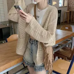 トップス 22SS Openwork Cardigan Stylish V-Neck Openwork cardigan clothes for Women with Sun