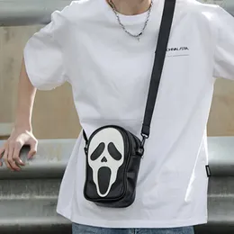Halloween Ghost Crossbody Bag - PU Leather Funny Shoulder Bag For Women & Men (Black/White) - View #8