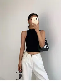 Sleeveless Turtleneck Crop Top
